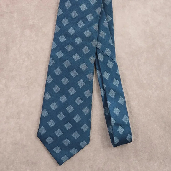 BCBG Attitude Diamond Blue Brown Silk Geometric Executive Neck Tie Men's - Picture 2 of 6